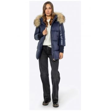 Geaca de dama -  gluga detasabila - rezistenta la vant - albastra - nylon