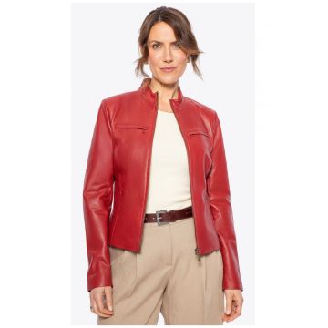 Geaca de piele -  rosie - piele naturala