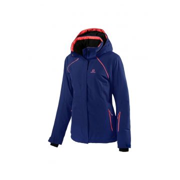 Geaca de schi cu gluga si detalii contrastante -