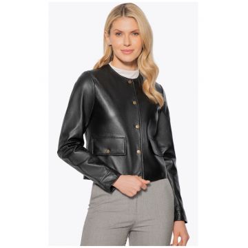 Geaca din piele naturala  neagra - detalii metalice