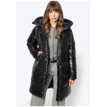 Geaca matlasata -  supradimensionata - negru - nylon