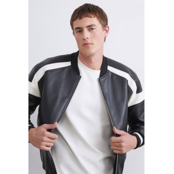 Jacheta bomber de piele ecologica