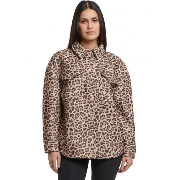 Jacheta-camasa cu model animal print si buzunare pe piept