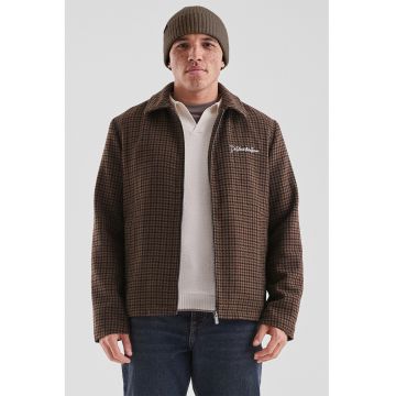 Jacheta-camasa din amestec de lana cu fermoar si model houndstooth