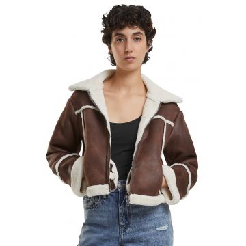 Jacheta cu garnituri din blana sintetica