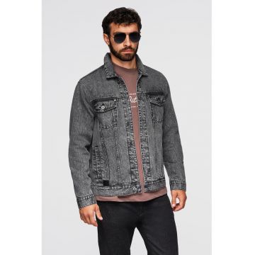 Jacheta din denim cu buzunare frontale