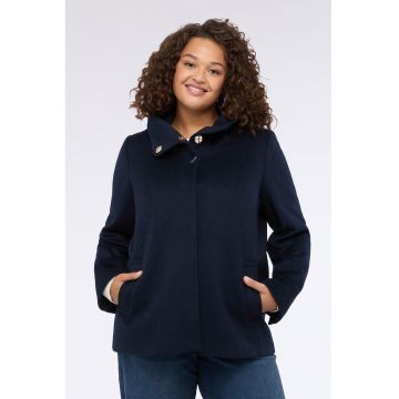 Oltre - Palton uni din amestec de lana cu guler inalt