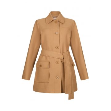 Palton din amestec de lana cu cordon