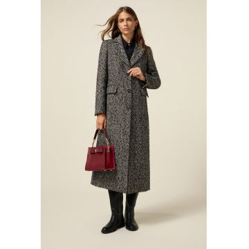 Palton lung cu model herringbone