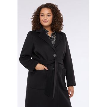 Palton uni cu cordon in talie