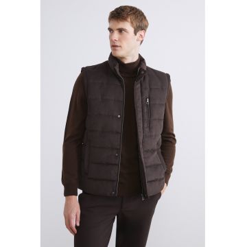 Vesta cu vatelina din piele intoarsa sintetica cu fermoar