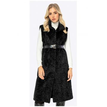 Vesta lunga  negru - poliester - pentru femei