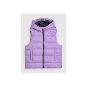 Vesta pentru copii  poliester - umplutura sintetica - cu gluga - violet