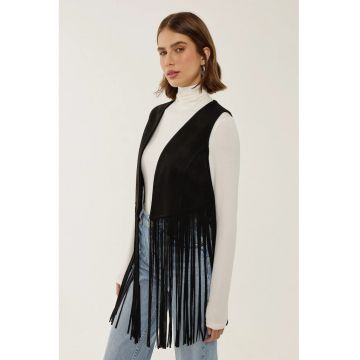 Vesta -  Piele intoarsa - Negru