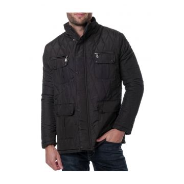 Geaca barbati  matlasata - neagra - 100% poliester - fara gluga - pentru sezonul de toamna-iarna -