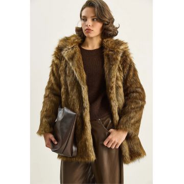 Geaca blana dama -  maro - textil