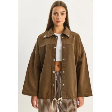 Geaca dama - Bianco Lucci - din denim supradimensionata - maro -