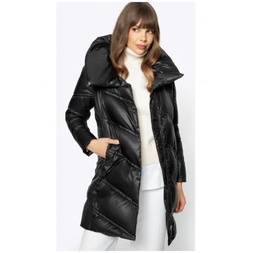 Geaca de dama -  guler inalt - neagra - nylon