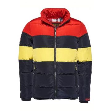 Geaca de iarna cu puf si design colorblock