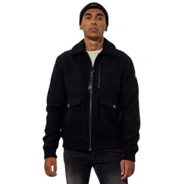 Jacheta barbati  neagra - poliester - cu fermoar - cu buzunare - sezon toamna-primavara -