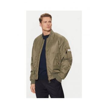 Jacheta bomber cu fermoar si buzunar pe maneca