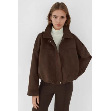 Jacheta dama -  Piele intoarsa - Maro inchis