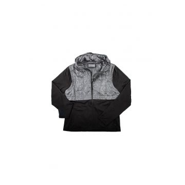 Jacheta sport dama  neagra - 100% poliester - cu gluga si fleece - pentru sporturi de zapada -