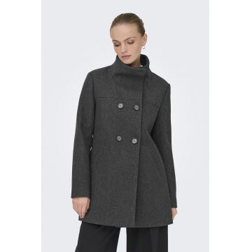 Palton cu buzunare si guler inalt
