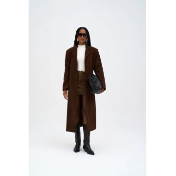 Palton dama -  Selva Suede - maro cafea - textil
