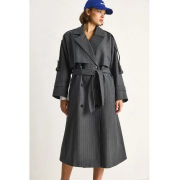 Palton dama -  Textil - Gri -