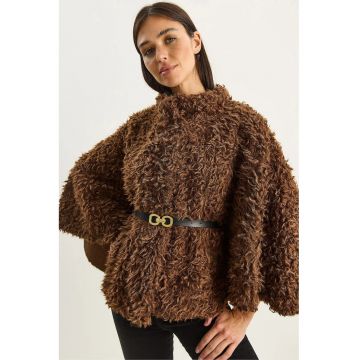 Palton dama  textil - maro