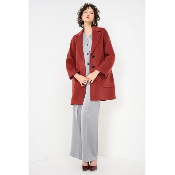 Palton din amestec de lana cu buzunare supradimensionate aplicate Tarocco