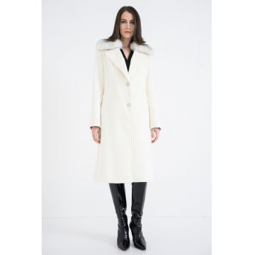 Palton din amestec de lana cu epoleti