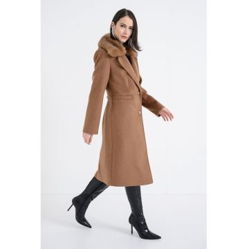 Palton din amestec de lana cu epoleti