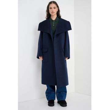 Palton lejer din amestec de lana si casmir cu cordon