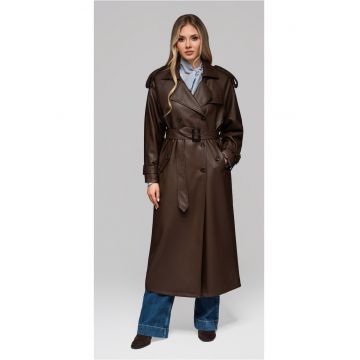 Palton lung elegant imitatie de piele  OW-COLC-0100