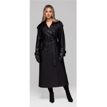 Palton lung elegant imitatie de piele  OW-COLC-0100