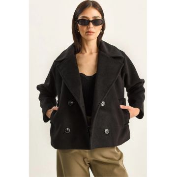 Palton scurt dama -  textil - negru