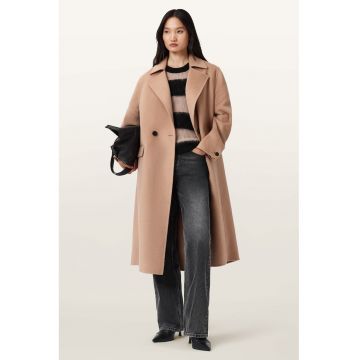 Trenci lung din amestec de lana cu nasturi Sellma