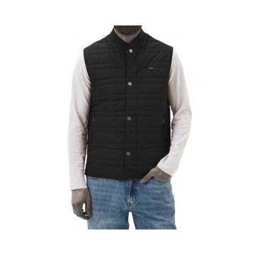 Vesta barbateasca  matlasat - poliester - negru -