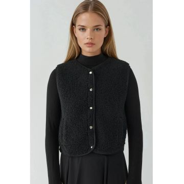 Vesta  guler rotund - texturata - neagra