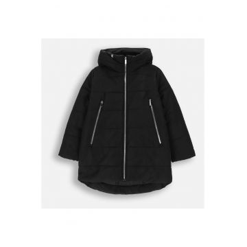 Geaca de iarna cu gluga si fermoar la buzunare