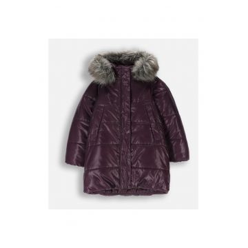 Geaca de iarna lunga regular fit cu fermoar