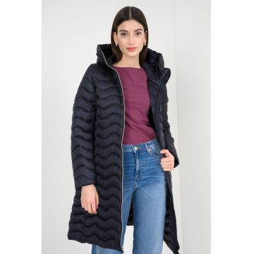 Geaca lunga cu vatelina si gluga