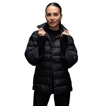 Geaca matlasata de primavara  cu umplutura de puf gasca eleganta scurta maneci 3/4 - KIRA - culoare Negru