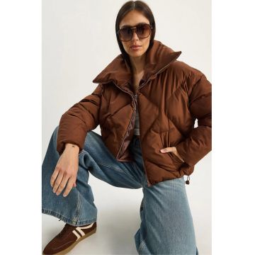 Geaca matlasata supradimensionata  maro mocha inchis - textil