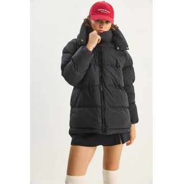 Geaca Puffer HiCCUP - supradimensionata - neagra - textil