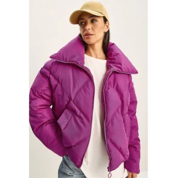 Geaca Puffer  supradimensionata - mov - textil -