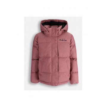 Geaca rezistenta la apa cu gluga si broderie -