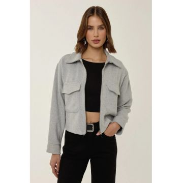 Jacheta dama -  cu fermoar - textil - Gri -